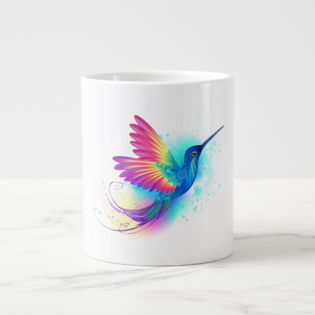 Caneca De Café Grande Arco-Íris Exótico Hummingbird (Frente)
