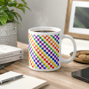 Caneca De Café Grande Arco-íris Geométrico