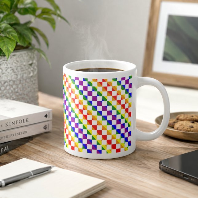 Caneca De Café Grande Arco-íris Geométrico (Criador carregado)
