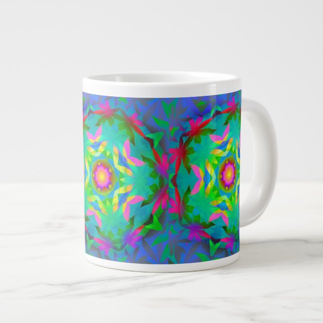 Caneca De Café Grande Arco-Íris Jumbo Mug Geométrico (Frente Esquerda)
