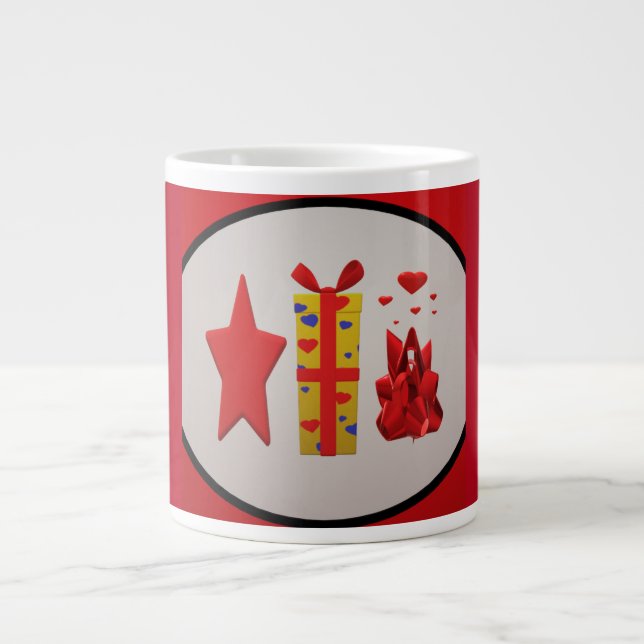 Caneca De Café Grande Arcos de fitas design de caixas (Frente)