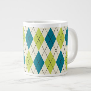 Caneca De Café Grande Argyle Azul E Verde