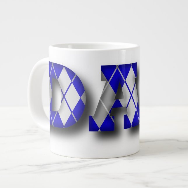 Caneca De Café Grande Argyle Pai Azul e Cinza (Frente Esquerda)