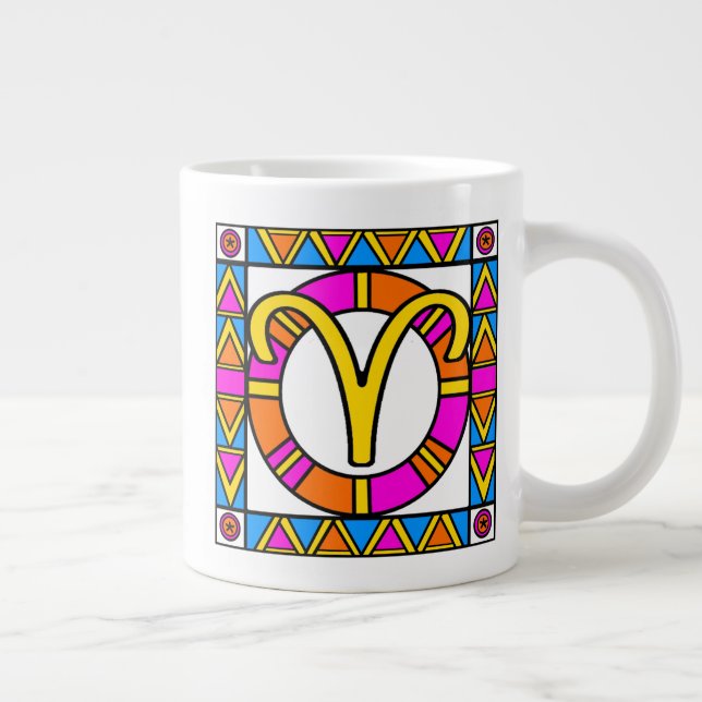 Caneca De Café Grande ARIES 20 oz. Jumbo Mug - Padrão Tikki (Direita)
