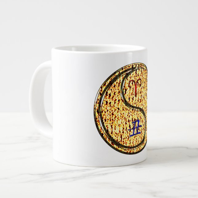 Caneca De Café Grande Áries & Boi de Fogo (Frente Esquerda)