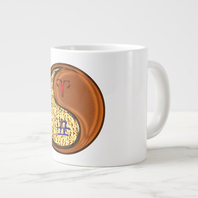 Caneca De Café Grande Áries & Boi de Madeira (Frente Esquerda)