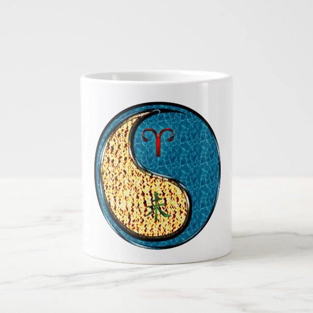 Caneca De Café Grande Áries & Cabra de Água (Frente)