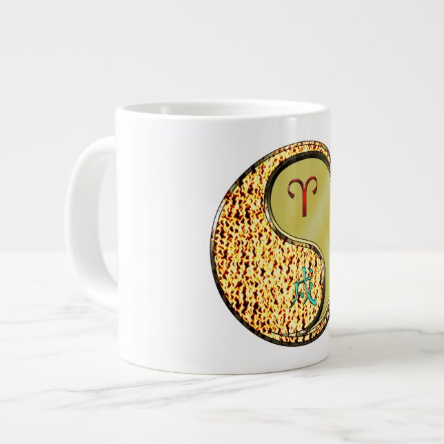 Caneca De Café Grande Áries & Cão de Metal (Frente Esquerda)