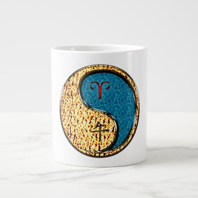 Caneca De Café Grande Áries & Cavalo Aquático (Frente)