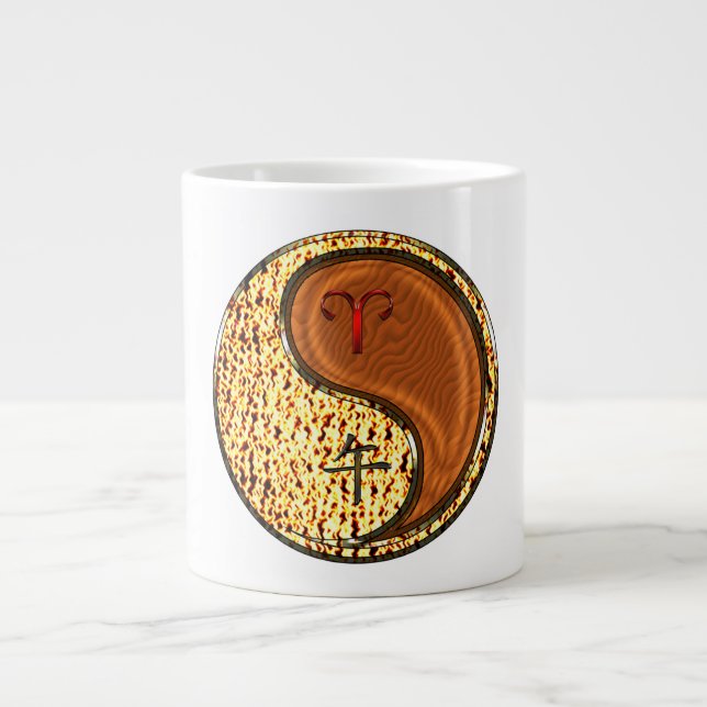 Caneca De Café Grande Áries & Cavalo de Madeira (Frente)