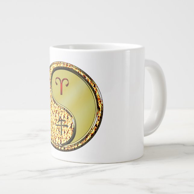 Caneca De Café Grande Áries & Cavalo de Metal (Frente Esquerda)