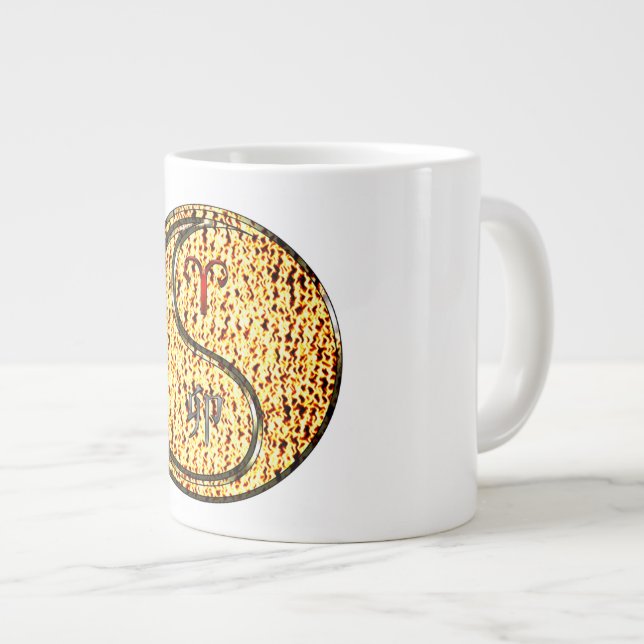 Caneca De Café Grande Áries & Coelho de Fogo (Frente Esquerda)