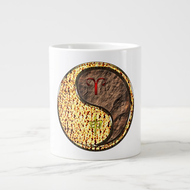 Caneca De Café Grande Áries & Macaco de Terra (Frente)