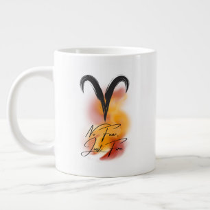Caneca De Café Grande Áries 'Sem Medo, Apenas Fogo' Orgulho do Zodíaco