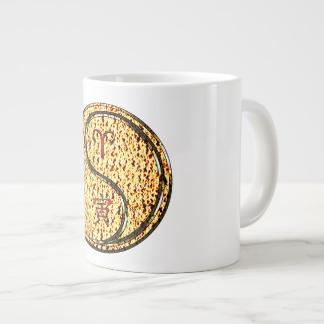 Caneca De Café Grande Áries & Tigre de Fogo (Frente Esquerda)