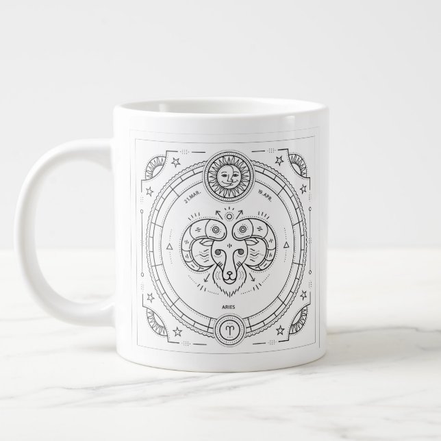 Caneca De Café Grande Aries Zodiac Custom Birthday Mug (Esquerda)