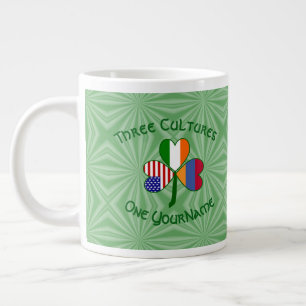 Caneca De Café Grande Armênia Irlanda EUA Shamrock Flag Personalize
