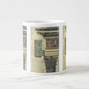 Caneca De Café Grande Arquitetura Antiga, Coluna com Relevo de Cornija