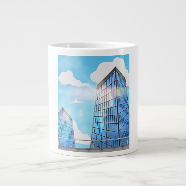 Caneca De Café Grande Arranha-céus em torre dupla (Frente)