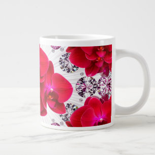 Caneca De Café Grande Arranjo Elegante de Orquídeas Vermelhas