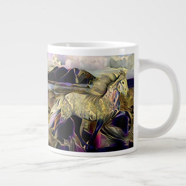 Caneca De Café Grande Art Deco Cavalo islandês (Direita)