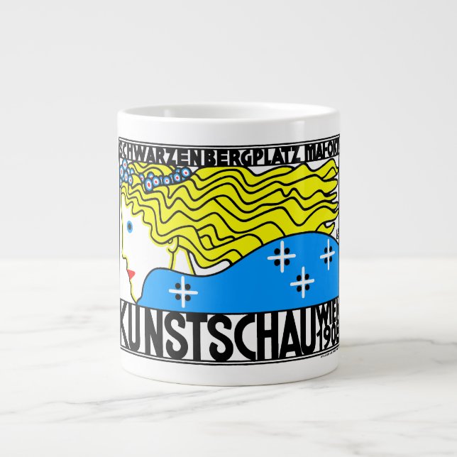 Caneca De Café Grande Art Nouveau Art Show Fair Maiden de 1908 (Frente)