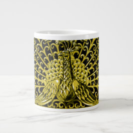 Caneca De Café Grande Art Nouveau Dourado Peacock