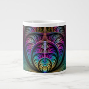 Caneca De Café Grande Arte abstrata fractal colorida e alucinante