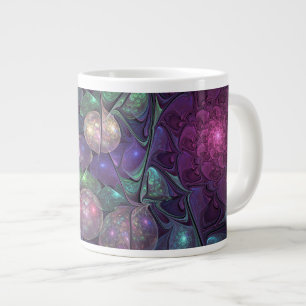 Caneca De Café Grande Arte abstrata fractal moderna colorida brilhante