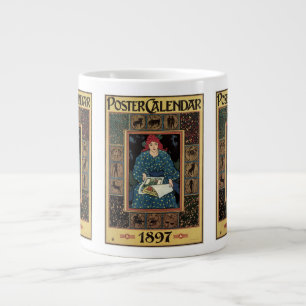 Caneca De Café Grande Arte Antiga Modernista, Mulher Lendo Livro de Astr
