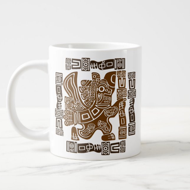 Caneca De Café Grande Arte Antiga Tribal do Guerreiro de Águia Asteca (Esquerda)