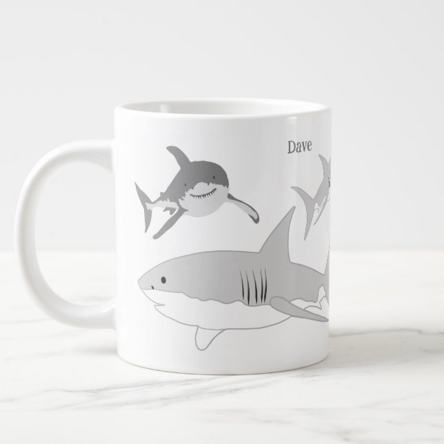 Caneca De Café Grande Arte Cheerful Ocean Sharks (Esquerda)