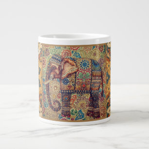Caneca De Café Grande Arte com Motivo de Elefante Antigo e Vintage