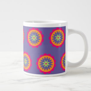 Caneca De Café Grande Arte com padrão botânico retrô Groovy