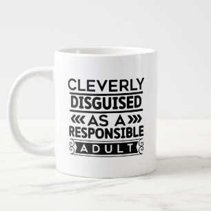 Caneca De Café Grande Arte com palavras de adulto responsável engraçado