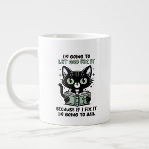 Caneca De Café Grande Arte com palavras de gato sarcasmo engraçado