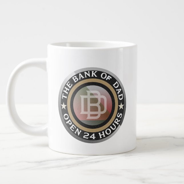 Caneca De Café Grande Arte com palavras do banco do Pai engraçado  (Esquerda)