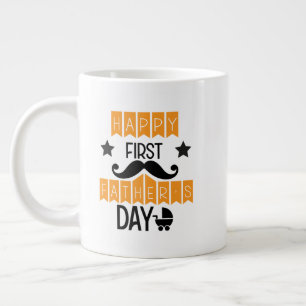 Caneca De Café Grande Arte com palavras do primeiro Dia dos Pais legal F