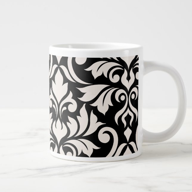 Caneca De Café Grande Arte Damasco I Creme em Preto (Direita)