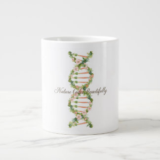 Caneca De Café Grande Arte de Aquarela de Hélice de DNA Floral