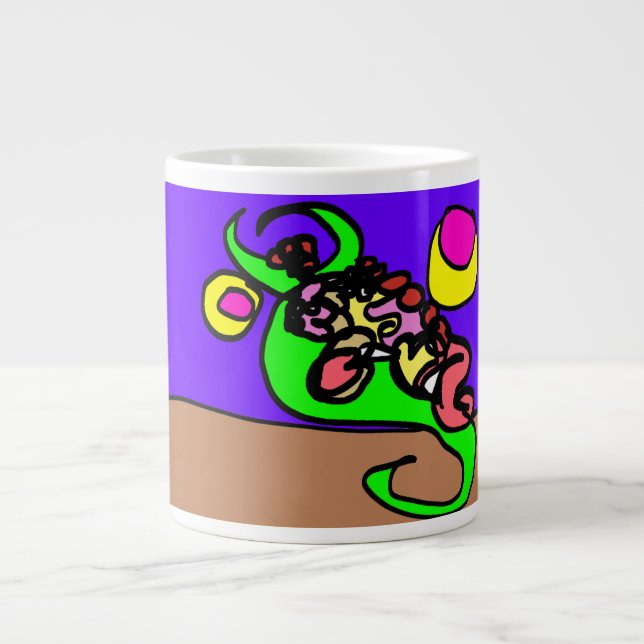 Caneca De Café Grande Arte de axolote rosa (Frente)