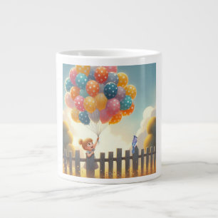Caneca De Café Grande Arte de balões brancos/fofinhos