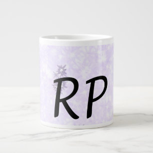 Caneca De Café Grande Arte de brilho roxo com sua letra inicial