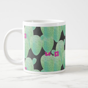 Caneca De Café Grande Arte de Cacto Flor de Rosa