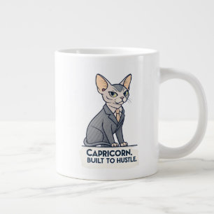 Caneca De Café Grande Arte de Capricórnio Zodíaco Gato Esfinge Construíd