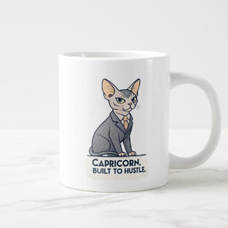 Caneca De Café Grande Arte de Capricórnio Zodíaco Gato Esfinge Construíd