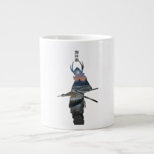 Caneca De Café Grande Arte de dupla exposição do guerreiro japonês Bushi