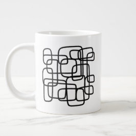 Caneca De Café Grande Arte de Linha Abstrata Minimalista Personalizada I