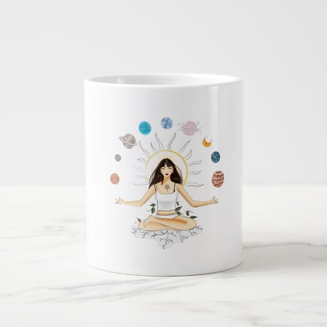 Caneca De Café Grande arte de meditação (Frente)