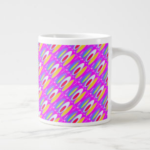 Caneca De Café Grande Arte de padrão oval em cores mistas, moderno bril